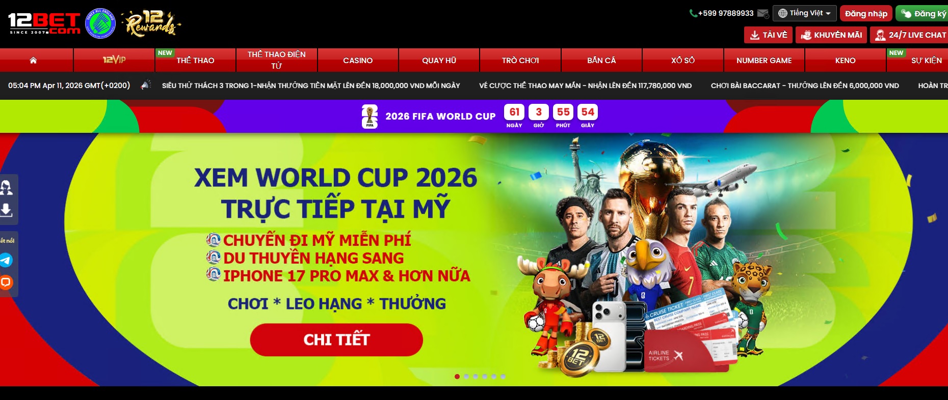 ภาพหน้าเว็บ 12Bet พร้อมแบนเนอร์โปรและเมนูกีฬา