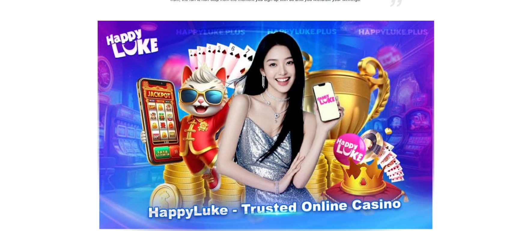 ภาพหน้าเว็บ Happy Luke สำหรับคาสิโนออนไลน์และโปรต้อนรับ